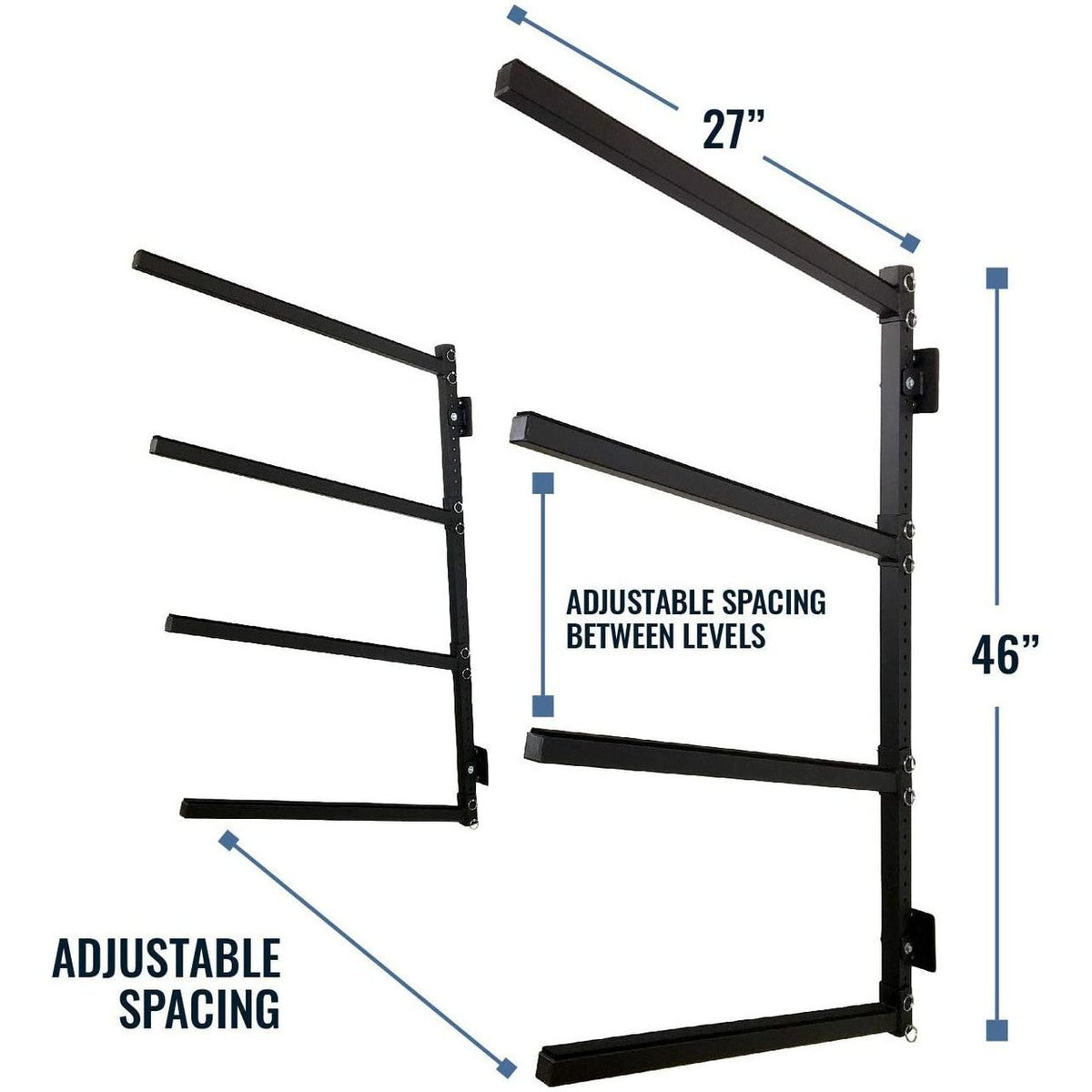 Outdoor Wall Rack | 46 Inch Adjustable Height | Kayak & SUP