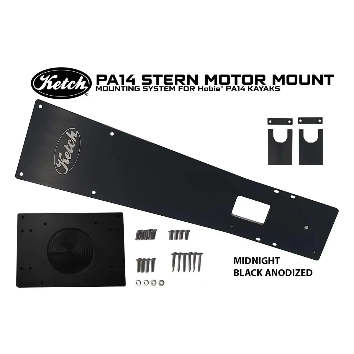 Ketch PA14 Kayak Stern Electric Motor Mount – Midnight Black Anodized