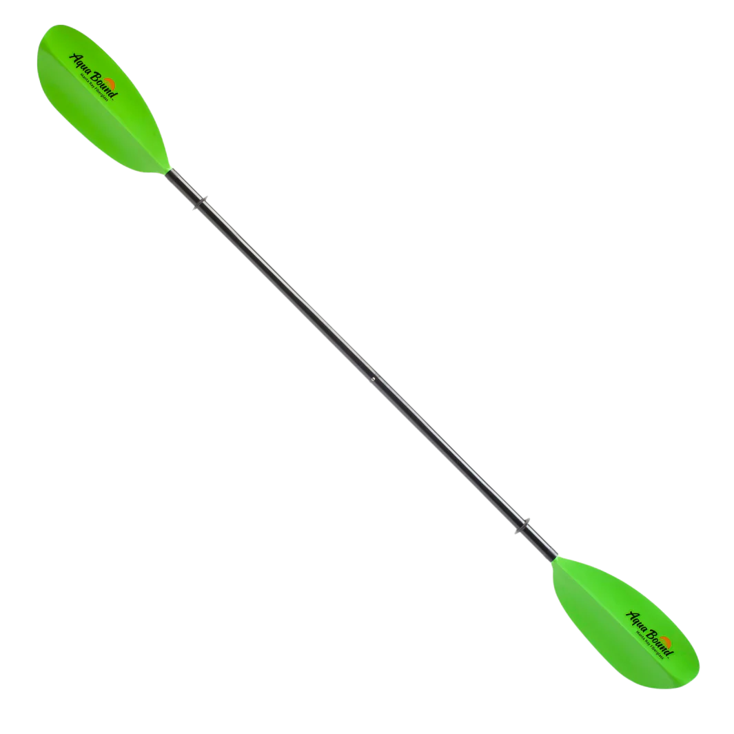 Manta Ray Fiberglass 2-Piece Snap-Button Kayak Paddle, Electric Green