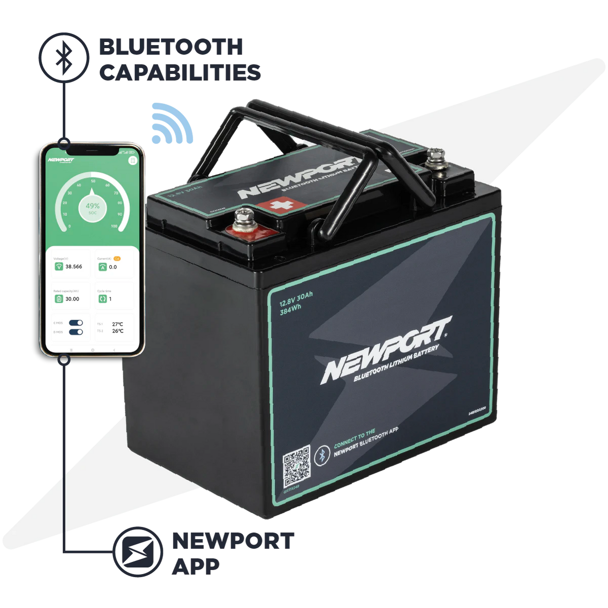 Newport Vessels 12V 30Ah Lithium LiFePO4 Battery