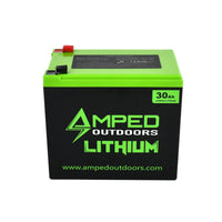 Amped 30Ah Lithium Battery (LiFePO4) Wide, Charger Included