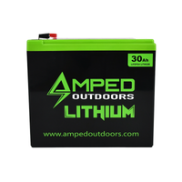 Amped 30Ah Lithium Battery (LiFePO4) Wide, Charger Included