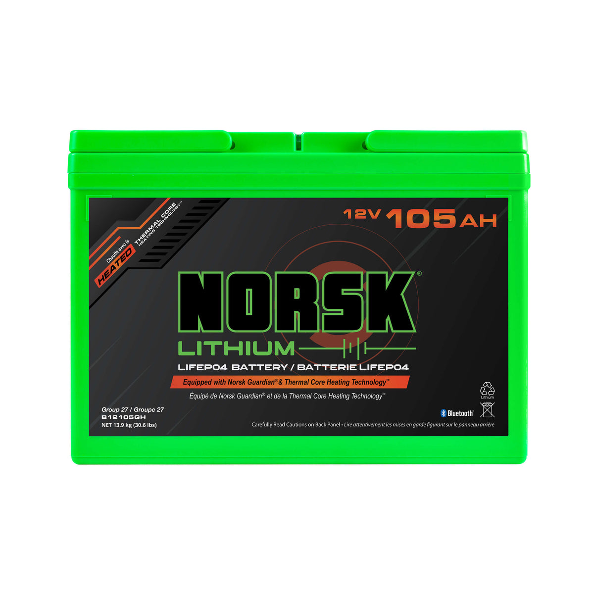 Norsk 12V 105AH Heated LIFEPO4 Lithium Battery