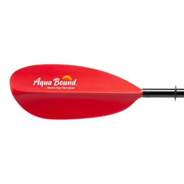 Manta Ray Fiberglass 2-Piece Snap-Button Kayak Paddle, Sunset Red